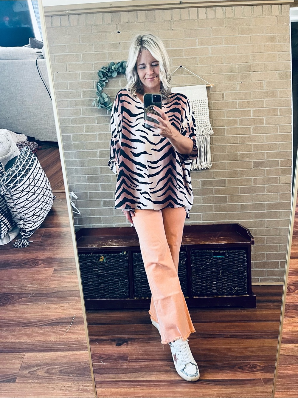 Lightweight Tiger-Print V-Neck Tunic